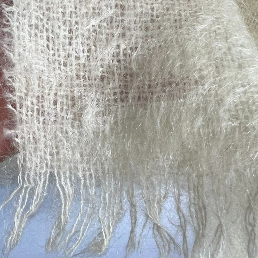 Unbranded Luxurious Rectangle Thin Open Knit Soft Mohair Fringe Scarf 68"x18" - Picture 5 of 9